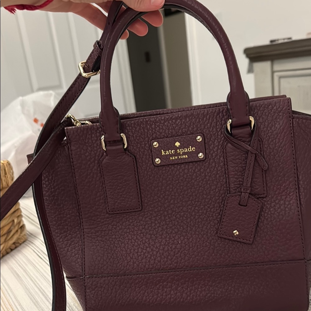 Kate Spade Burgundy Leather Tote Bag